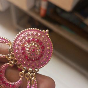 3 Layer Pink Circle Earring