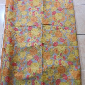 Art Silk Floral Musturd Color Saree For Sale