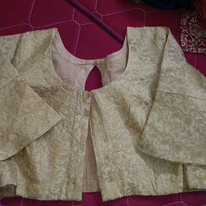 Gold Silk Blouse With Neck Buttons