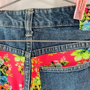 Denim Floral Shorts