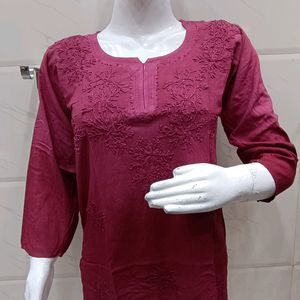 Lakhnavi Hand Embroidery Short Kurti