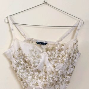 SHIEN Floral Embroidered Bustier