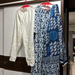 Cotton Kurta Dupatta Plazo Pant Set