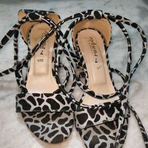 Leopard Print Tie Up Heels For Women