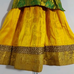 Green & Yellow Ethnic Skirt ( Girls Clothing)