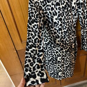 BnW Monochrome Leopard Print Bodycon Dress