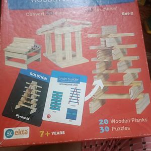 Brain Builder Woodden Building Blocks Game