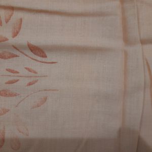 Light Orange Cotton Printed Dupatta