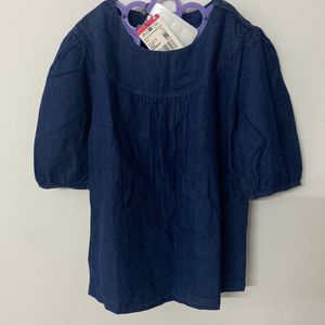 HEY Branded Navy Blue Sold Neck Regular Top