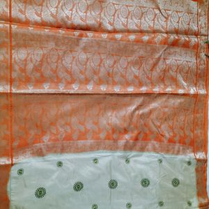 South Pattern Golden Orange Shade Saree