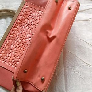 Peachy Pink Leather Purse With Belt 👜