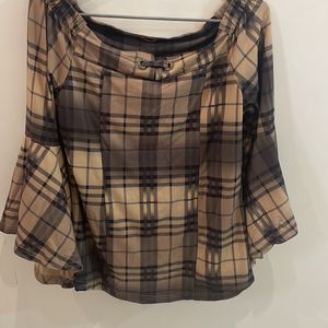 Checkered Brown Top For Women