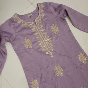 Tikhi Imli Lavender Yoke Design Kurta