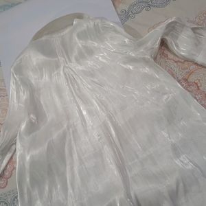 White Shimmer Dress Short