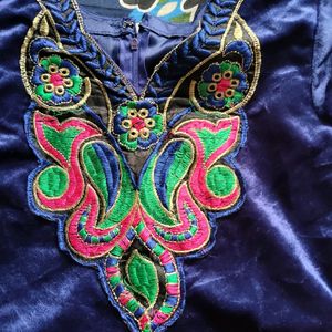 Dark Blue Velvet Kurti