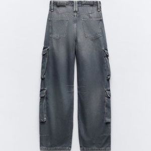 ZARA Mid Rise TRF Multipocket Denim Cargo