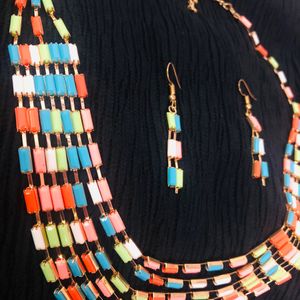 New Multi Layer Neck piece With Earrings