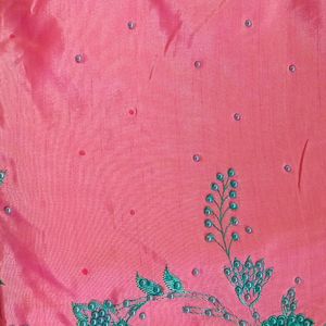 Pink And Seagreen Color Eads Work Saree