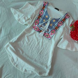 White Cold Shoulder Top