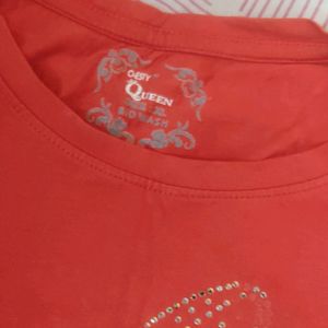 Red Butterfly RhineStone Tshirt For Women