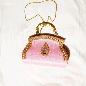 Shinning Pink Party Hand Bag Cum Sling Bag...💗