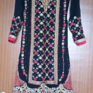 Black Heavy Work Kurta