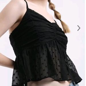 Black Noodle Strap Top