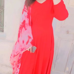 cherry red Anarkali suit❤️