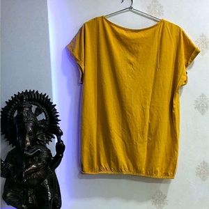 Fig's Yellow Half Crochet Top