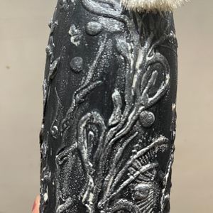 Texture Painted “Black Beauty” Flower Vase