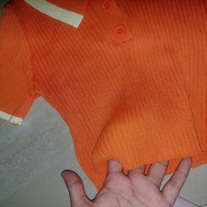 Orange Stretchable Crop Top