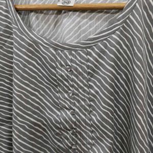 Totally New Pluss Size Grey Striped Kurta