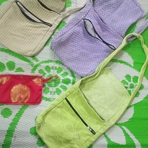 Cloth Handbag Combo -3 And 1 Pouch