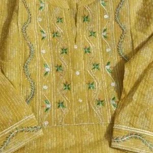 Women Yellow Embroidery Kurti