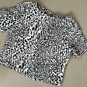 Black and White Cheetah Print Top