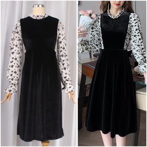 Korean Autumn Velvet Dress