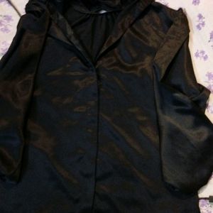 High neck black Satin