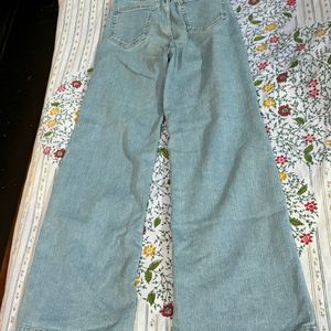 Women Blue Wide High Jeans