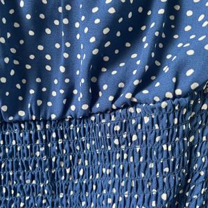 Blue Polka Dots Flared Dress