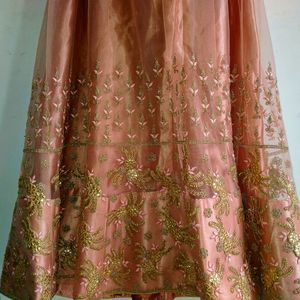 Soft Peach And Gold Lehenga