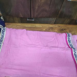 Fresh Pink Saree With Designer Blouse