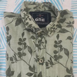 One Brand Olice Color Floral Print Shirt