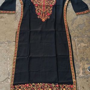 Black Heavy Kashmiri Embroidered Kurti