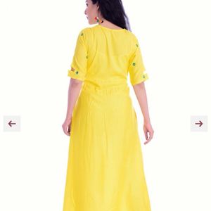 Yellow mirror work gown