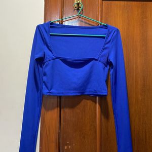 blue urbanic ribbed full sleeved top