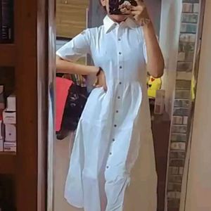 White Cotton Shirt Dress