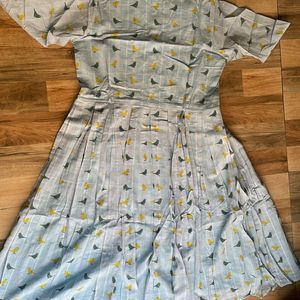 Bird Print Collared Dress