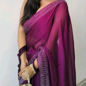 Farewell / Fancy Party Saree - Purple 💜 Trending