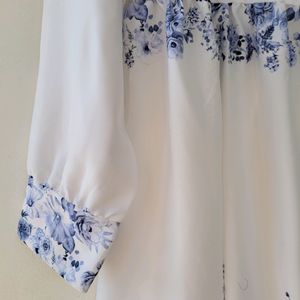 Women White Floral Mini Dress