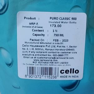 Cello Water Bottle 730ml